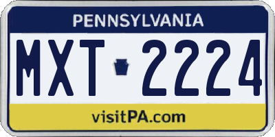 PA license plate MXT2224