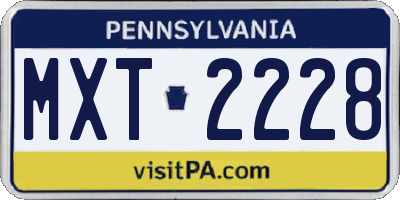 PA license plate MXT2228