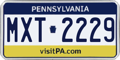 PA license plate MXT2229