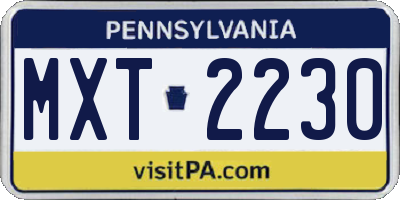 PA license plate MXT2230