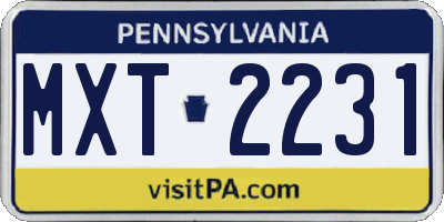 PA license plate MXT2231