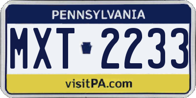 PA license plate MXT2233