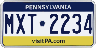 PA license plate MXT2234
