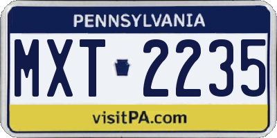 PA license plate MXT2235