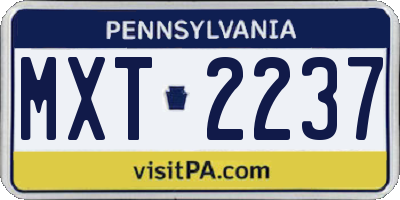 PA license plate MXT2237