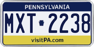 PA license plate MXT2238