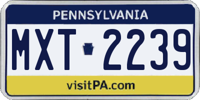 PA license plate MXT2239