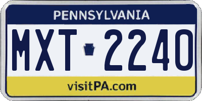 PA license plate MXT2240