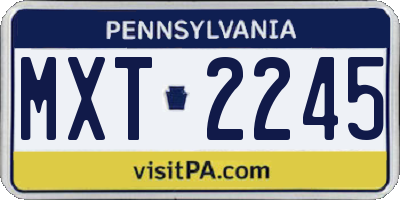 PA license plate MXT2245