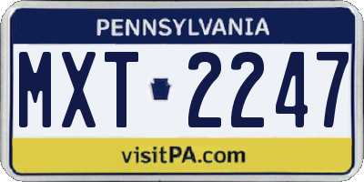 PA license plate MXT2247