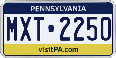 PA license plate MXT2250
