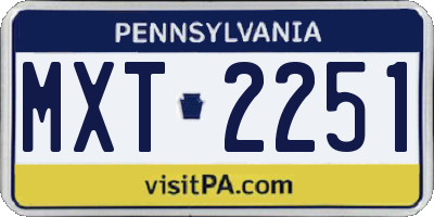 PA license plate MXT2251