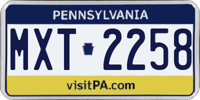 PA license plate MXT2258