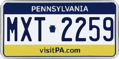 PA license plate MXT2259