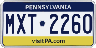 PA license plate MXT2260
