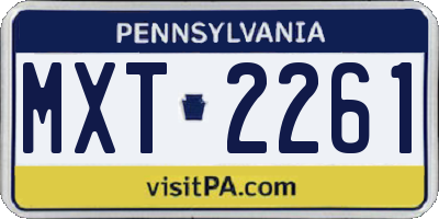 PA license plate MXT2261