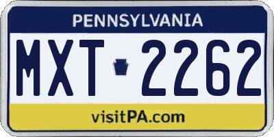 PA license plate MXT2262