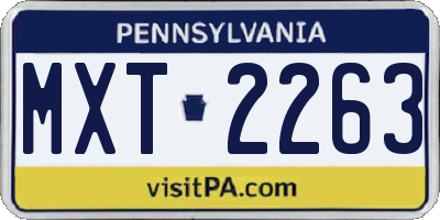 PA license plate MXT2263