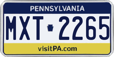PA license plate MXT2265