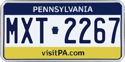 PA license plate MXT2267