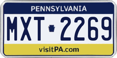 PA license plate MXT2269
