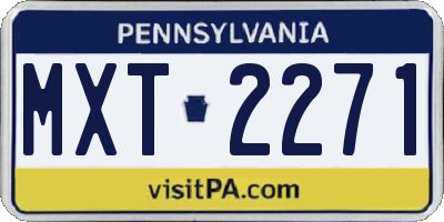 PA license plate MXT2271