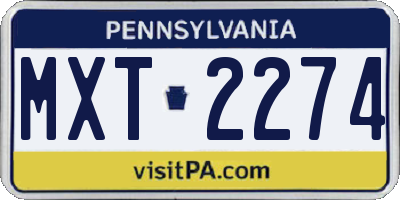 PA license plate MXT2274