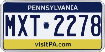 PA license plate MXT2278