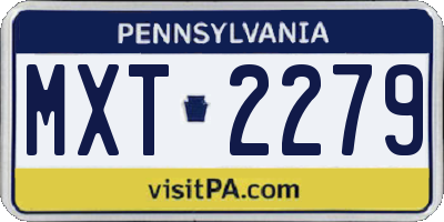 PA license plate MXT2279