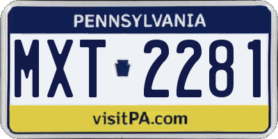PA license plate MXT2281