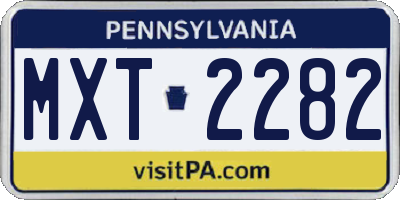 PA license plate MXT2282
