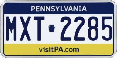 PA license plate MXT2285
