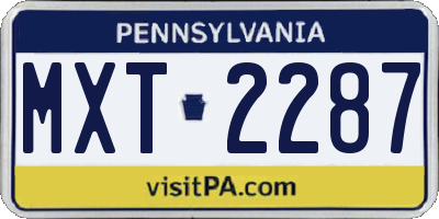PA license plate MXT2287