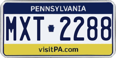 PA license plate MXT2288