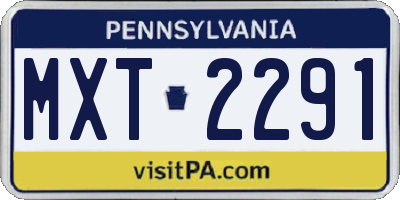 PA license plate MXT2291