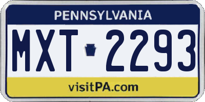 PA license plate MXT2293