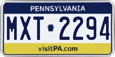 PA license plate MXT2294