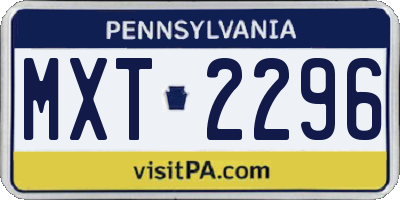 PA license plate MXT2296