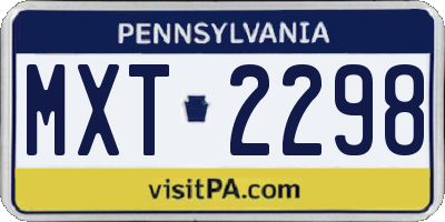 PA license plate MXT2298