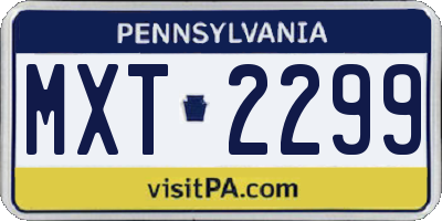 PA license plate MXT2299