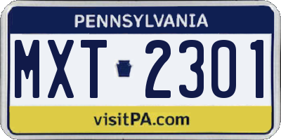 PA license plate MXT2301