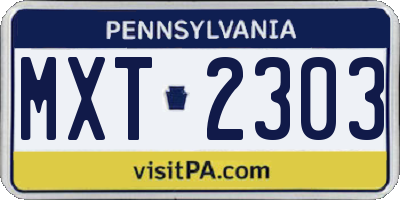 PA license plate MXT2303