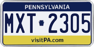 PA license plate MXT2305
