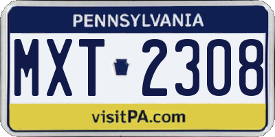 PA license plate MXT2308