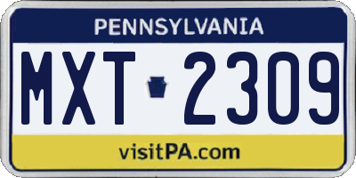 PA license plate MXT2309
