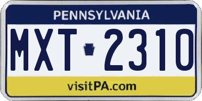 PA license plate MXT2310