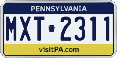PA license plate MXT2311