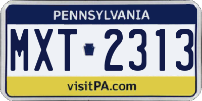 PA license plate MXT2313