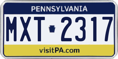 PA license plate MXT2317