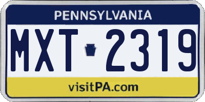 PA license plate MXT2319